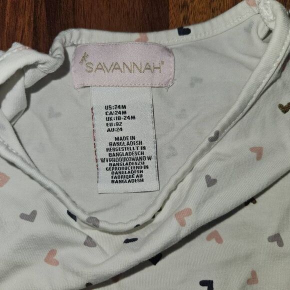 5 For $25 Savannah White Frilly Dress With Hearts Baby Size 24 Months - Picture 2 of 5
